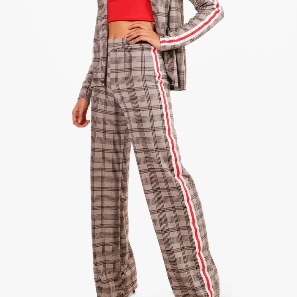 BooHoo Stripe check blazer co-ord set